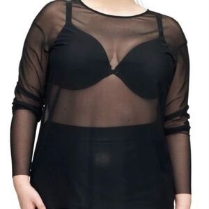 Universal standard Thames fog top black mesh shirt 2X